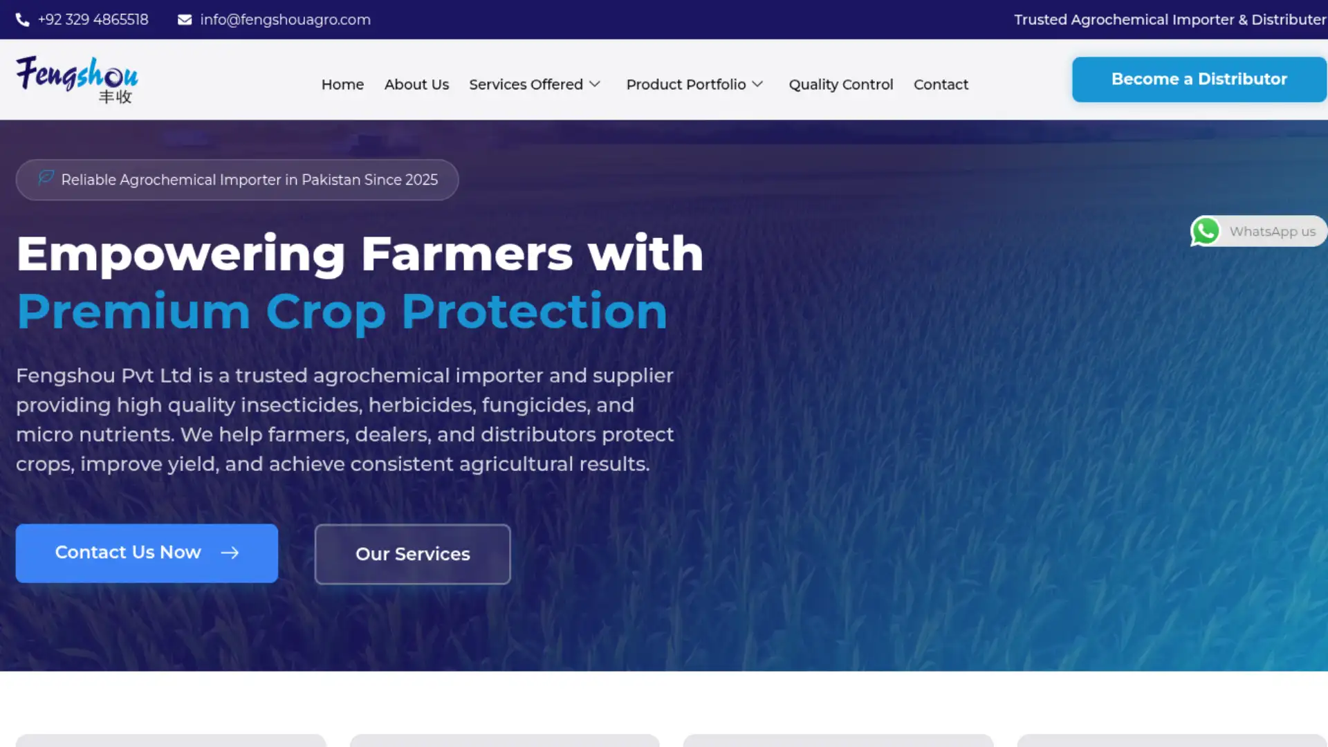Feng Shou Agro desktop website screenshot