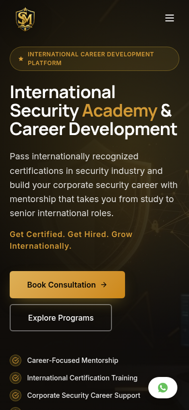 Secure Move Academy mobile view