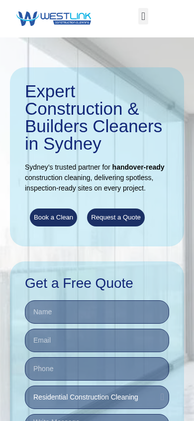 Westlink Construction Cleaning mobile view