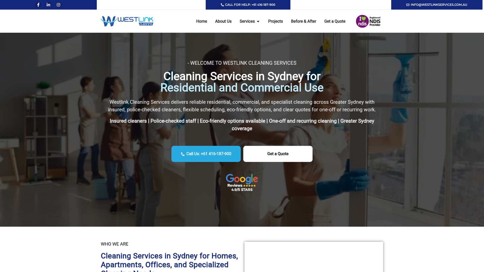 Westlink Cleaning Services website preview